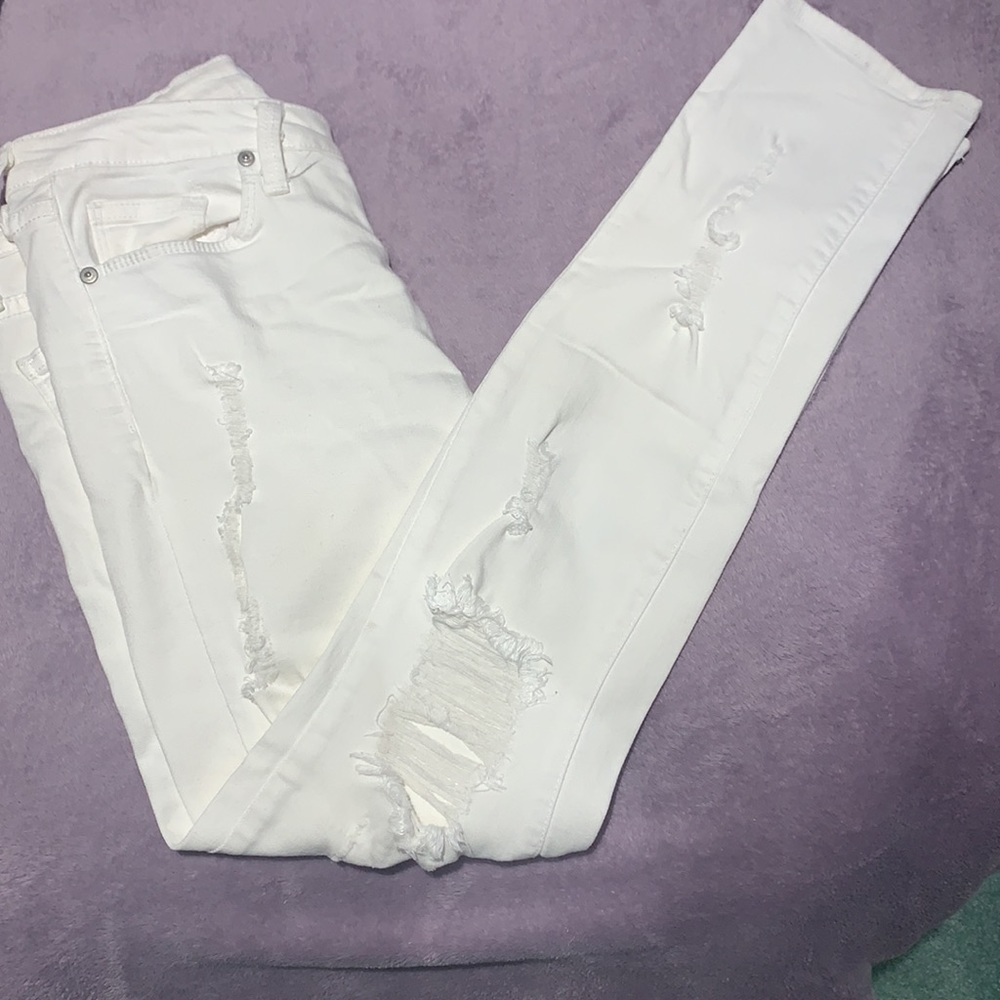 Just Black White Distressed Skinny Jeans